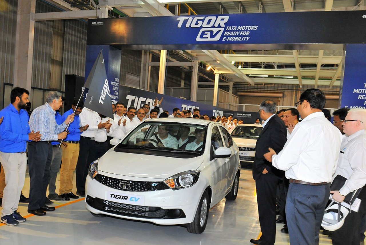 Tata Tigor Electric Vehicle Rolls out from Sanand Plant