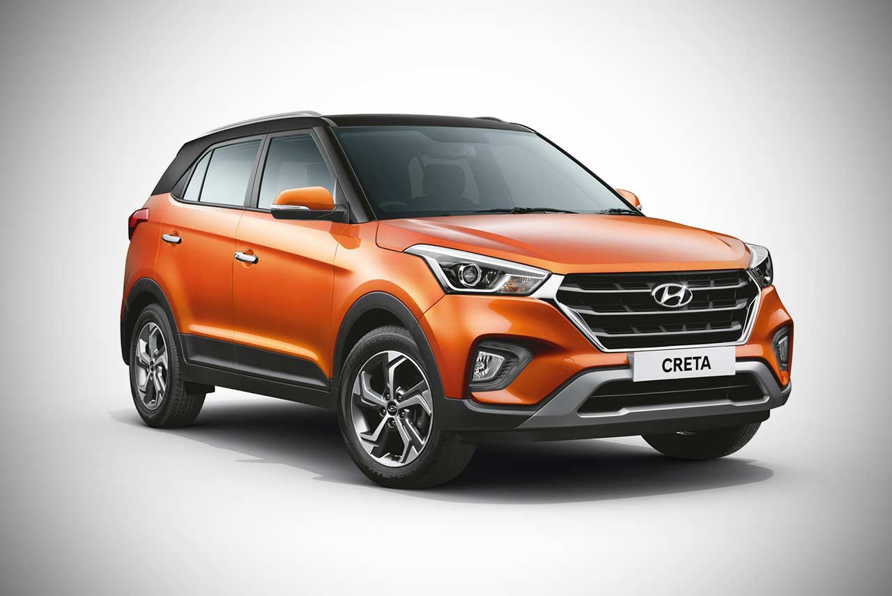 2018 Hyundai Creta Passion Orange with Black Front Quarter