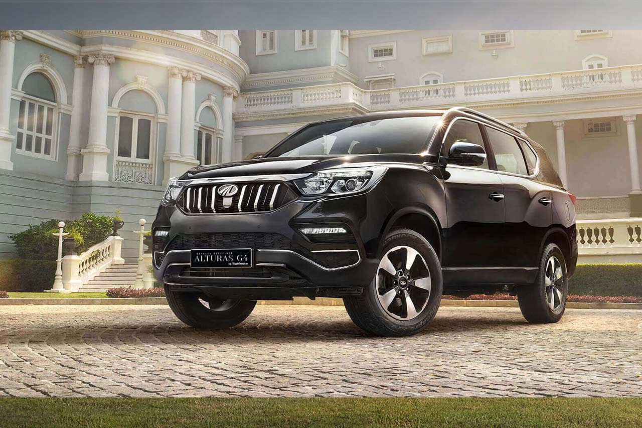 Mahindra Alturas G4 Black Front Quarter 2018