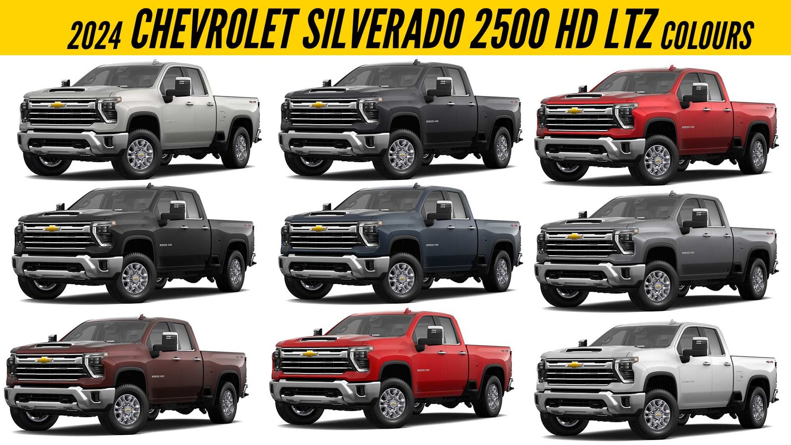 2024 Chevrolet Silverado 2500 HD LTZ All Color Options Images AUTOBICS